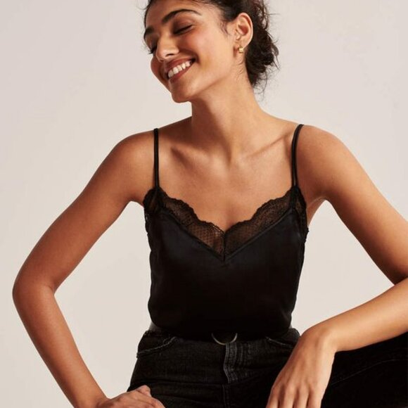 Abercrombie & Fitch Tops - | abercrombie & fitch - black lace & velvet camisole - small |